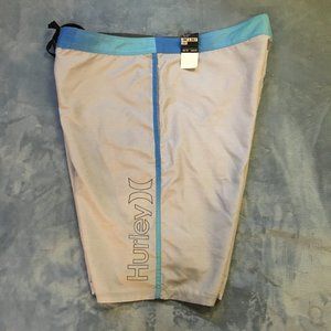 Hurley Board Shorts W38 L22 Gray w/blue trim One and only fit for Buckle NWT